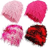 Lewtemi Distressed Knitted Beanie Fuzzy Balaclava Y2k Unisex Outdoor Winter Hat Thick Warm Beanie Cap for Men Women