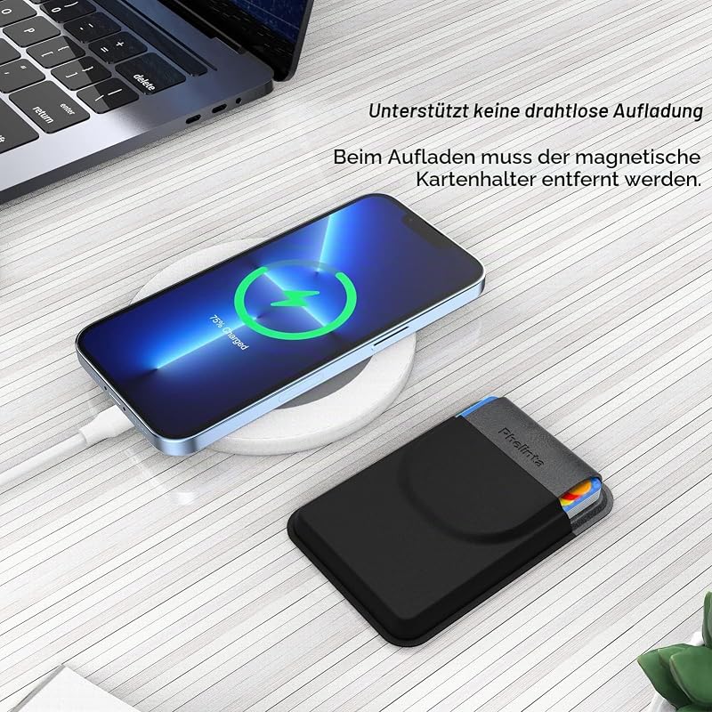 Magnetische Handy Kartenhalter für MagSafe Wallet, Magnetic Card Holder Wallet Kompatibel mit iPhone 18 Pro Max/18 Pro/17/Air/16/15/14/13/12 Series, zur Aufbewahrung von 1-5 Karten, mit Flap