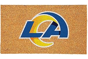 TEAM SPORTS AMERICA NFL Los Angeles Rams Natural Coir Doormat, Official Full Color Team Logo, 28 x 16 Inches, Non Slip Back, Front Door Welcome Floor Mats, Indoor Outdoor Entrance Home Décor