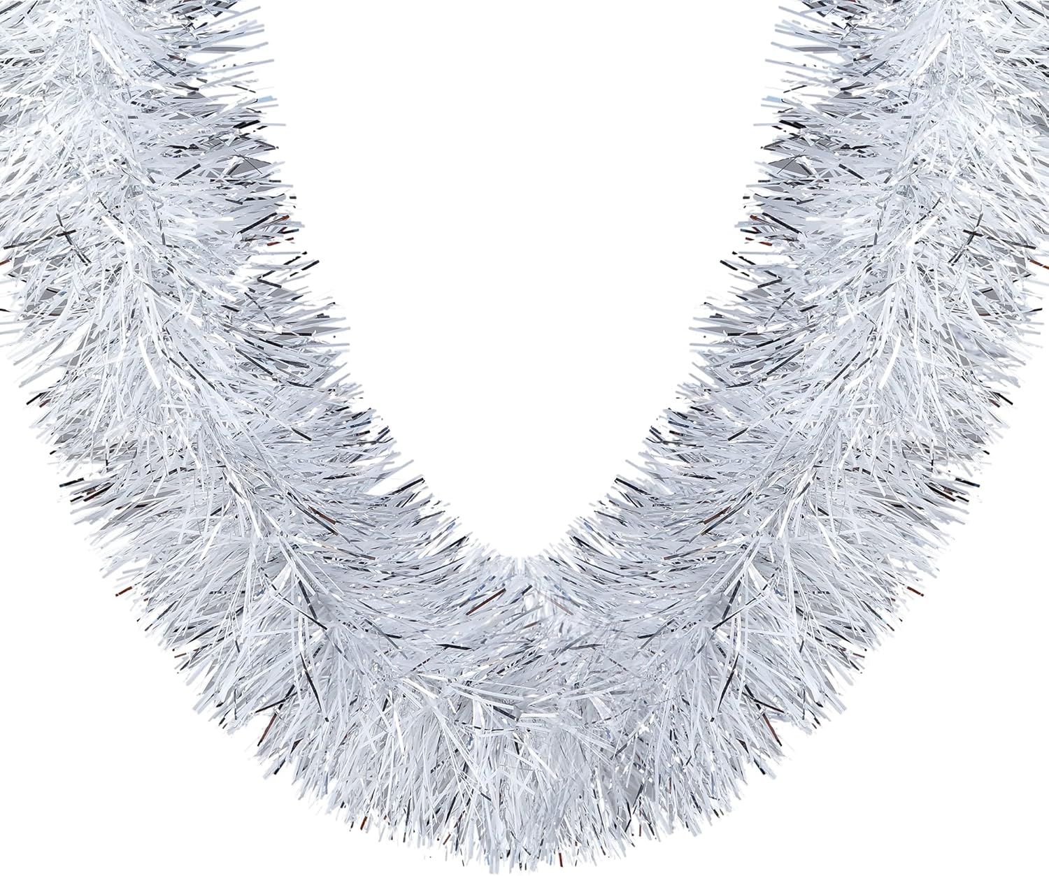 Wreaths, Garlands & Swags - Sggvecsy 32.8Ft Christmas Tinsel Garland Xmas Tree Decorations Christmas Silver & White Metallic Twist Garland Ceiling Hanging Decorations for New Year Party Birthday Holiday Indoor Outdoor Supplies