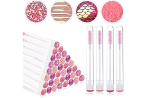 EBANKU 40 Pieces Mascara Brushes Tubes Set Reusable Diamond Empty Mascara Wand Tube Disposable Crystal Eyelash Brush Mascara 