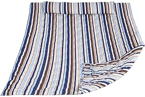 ANOW Outdoor Hammock Pad and Pillow Set, Quilted Hammock Pad Replacement, Blue Stripes
