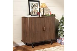 ONBRILL 40" Sideboard Buffet Cabinet with Storage, Storage Cabinet with Sliding Door & Adjustable Shelf, Modern Accent Coffee Bar Console Table for Kitchen, Entryway, Walnut