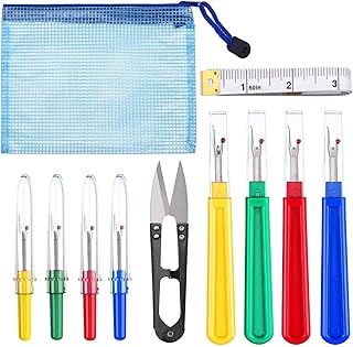 Bememo 11 Stück Nahttrenner und Nähgarn Entferner Kit, Stich Unpicker Fadenschneider mit Trimmschere, weichem Maßband und Aufbewahrungstasche zum Nähen