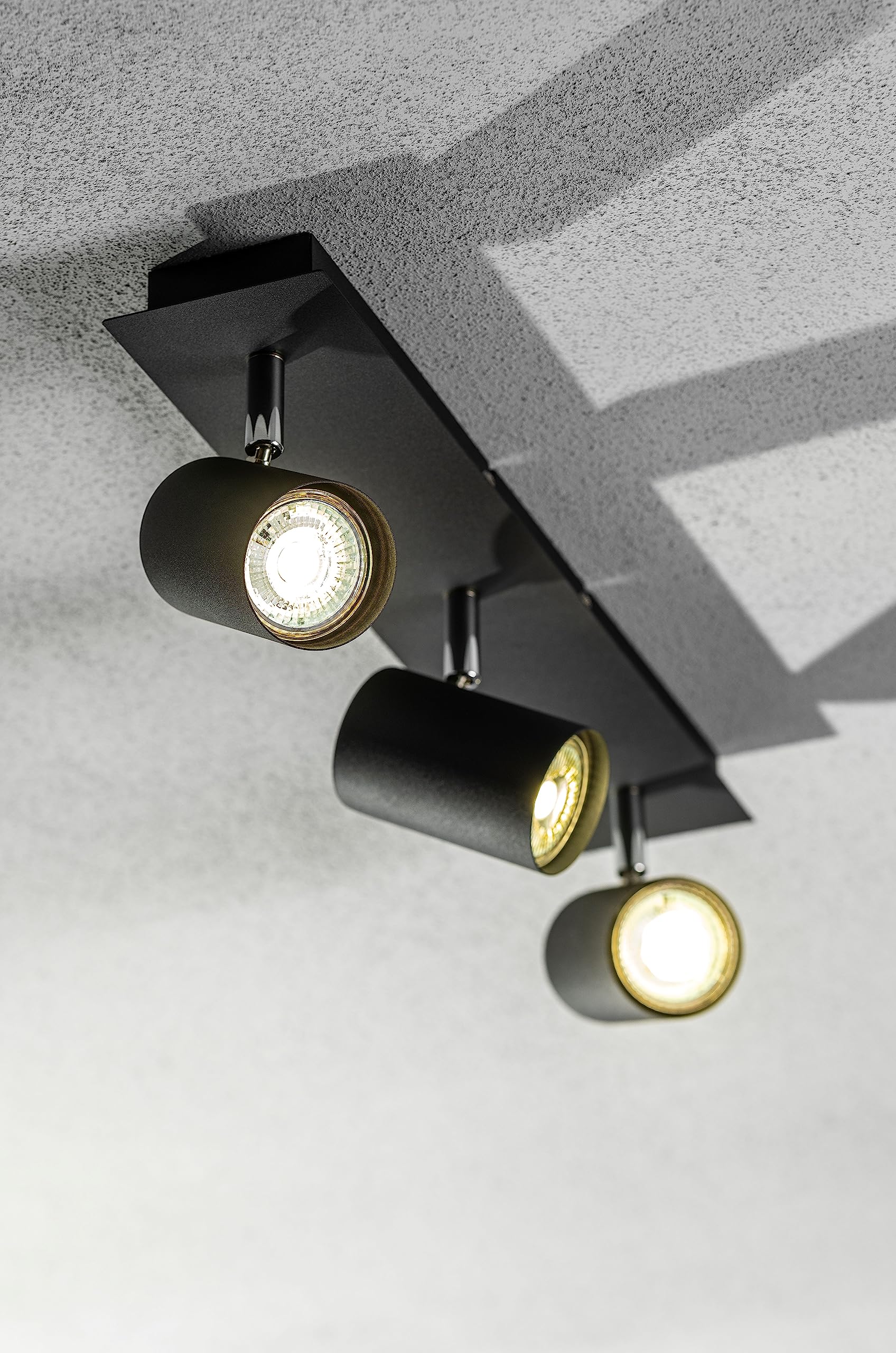 CGC Lighting Indoor Ceiling Wall Spots LED GU10 Spotlight Three Heads Light Adjustable (Black, Triple)