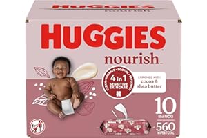 Huggies Nourish Scented Baby Wipes, 10 Push Button Packs (560 Wipes Total)