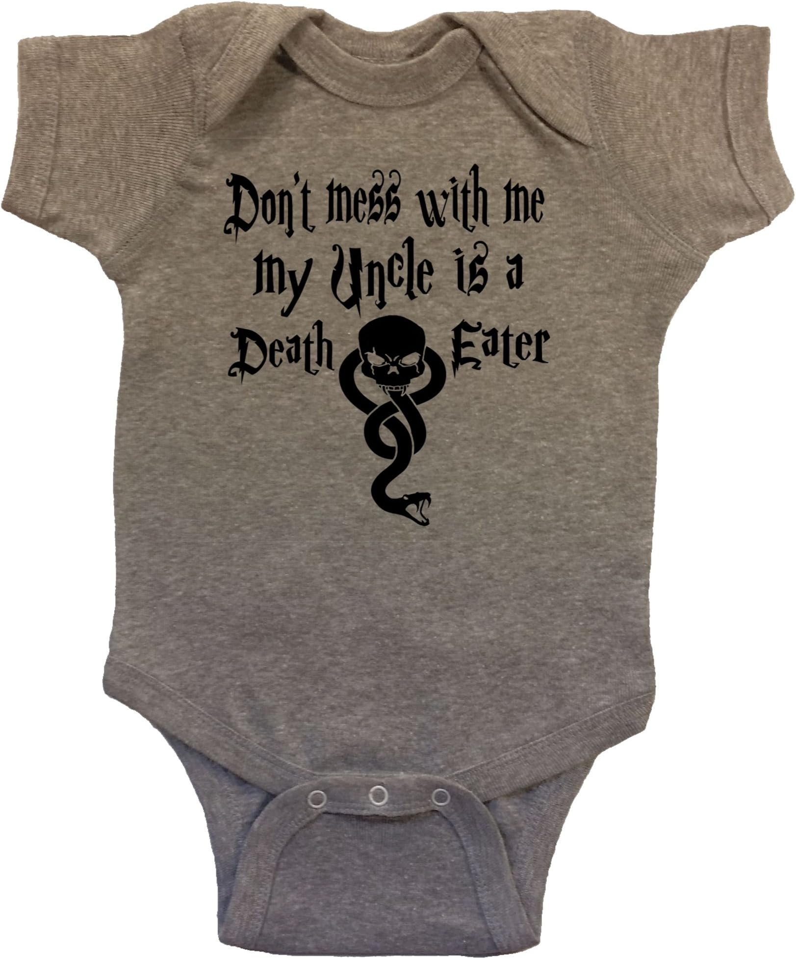 OakTees Uncle is a Death Eater Baby Bodysuit Black Vinyl