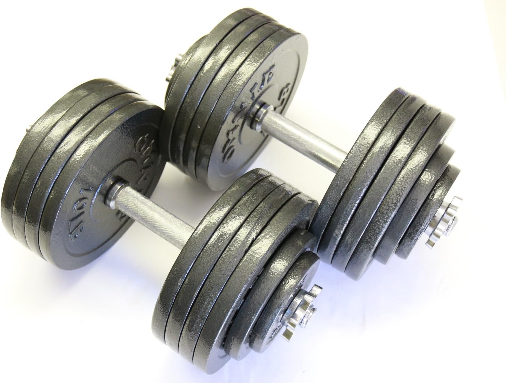 Omnie Adjustable Dumbbells with Gloss Finish and Secure Fit Collars for Crossfit WOD Weightlifting and Bodybuilding for Health Fitness and Flexibility. Available in 65 LBS, 105 LBS and 200 LBS (Pair)