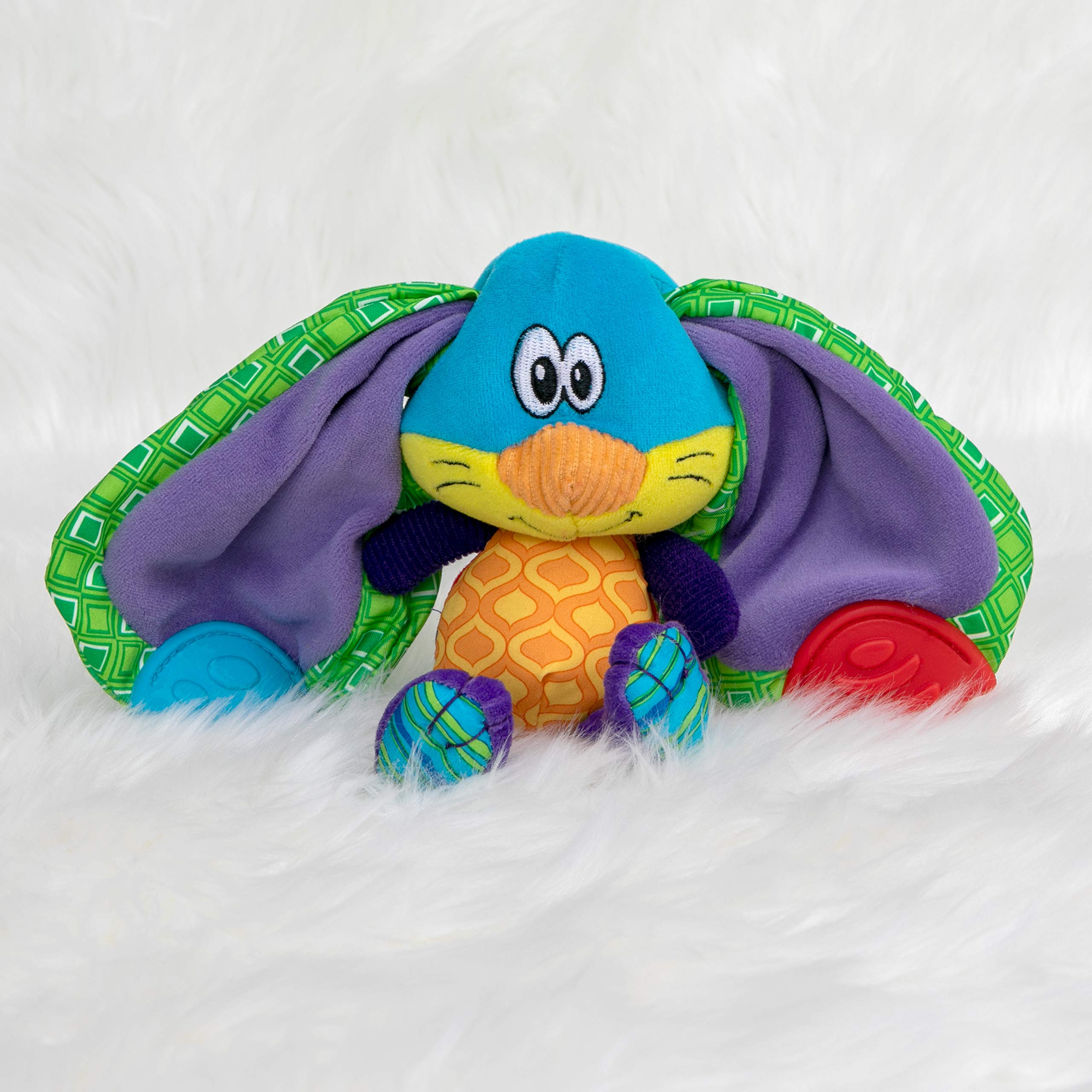 Nuby Teether Tugz Plush Silicone Teething Toy - Baby Teething Toy for 3+ Months - Rabbit