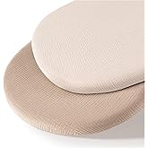 MairMore Muslin Bassinet Sheets for Babies – Soft & Breathable 100% Cotton Fitted Sheets for Oval, Rectangle, Hourglass Bassinet Mattress Pads, 2-Pack (Ivory & Pink)