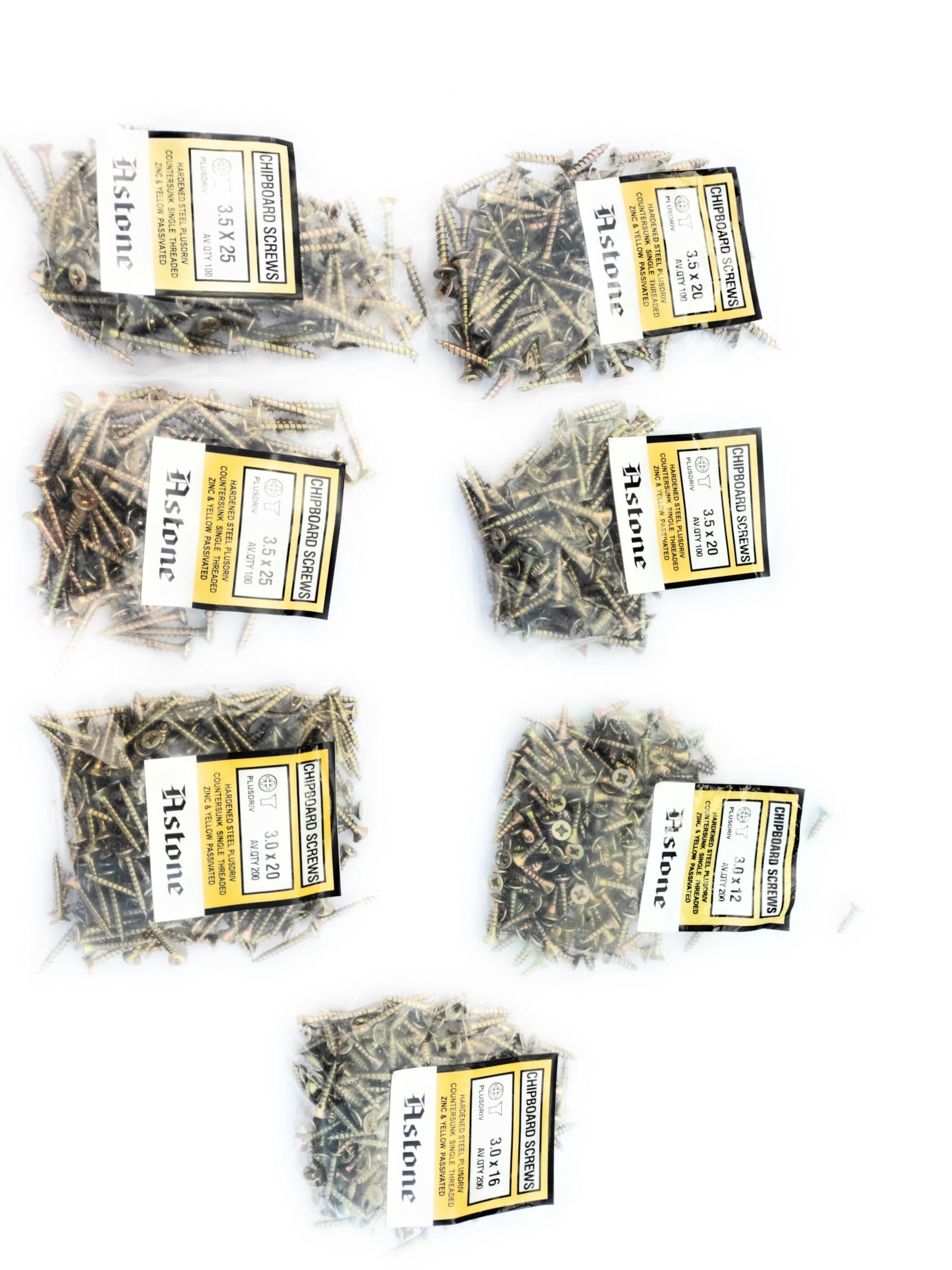 Astone wood screw assortments (1000pc zinc and yellow) — image 1