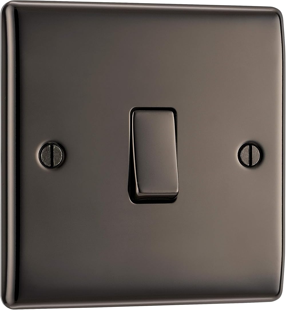 BG Electrical Nexus Metal Single 2 Way Light Switch Black Nickel 20A NBN12