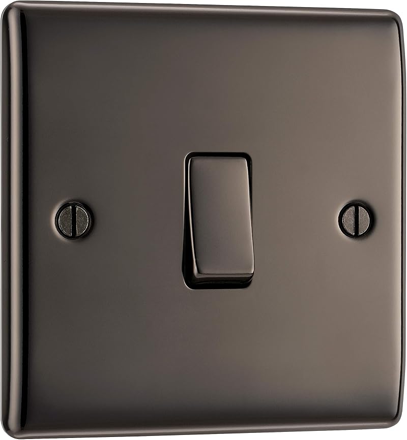 BG Electrical Nexus Metal Single 2 Way Light Switch Black Nickel 20A NBN12