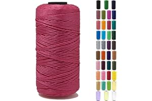 Tsuisho 1.5mm x 219 Yards Polyester String Cord for Knitting and Crochet, 100% Polypropylene Macrame Cord for Hats, Bags, Purses, Shoes, Plant Hangers, DIY Crafts - Paradise Pink