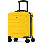 Flight Knight Carry On Suitcase 18x14x8" Hardside Built In TSA Lock & USB Port Lightweight Luggage Silent Double Spinner Wheels Maximum Underseat Carry-On Bag For American & United Approved Airlines