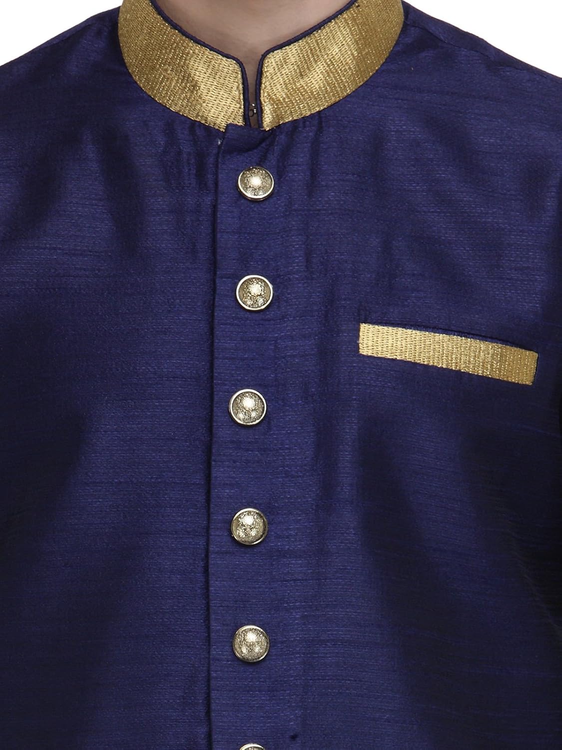 rg designers navy and gold plain sherwani for men