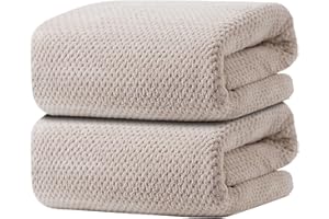 HVMS Oversized Bath Towels Extra Large 40x80 Inches Bath Sheets for Adults Super Soft Quick Dry Highly Absobent Microfiber Shower Towels (2 Piece, Beige)