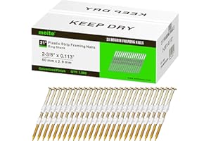 meite 21 Degree Framing Nails 2-3/8-Inch, Full Round Head Galvanized Finish (1,000 Counts) Ring Shank for 20-22 Degree Plastic Collated Framing Nail Guns