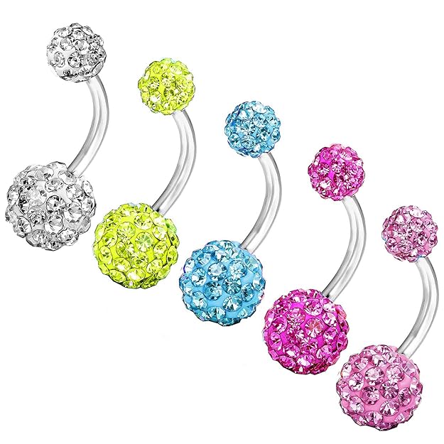 Buy Nicever 14G 8mm Stainless Steel Belly Button Rings Piercing Navel