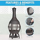 Dellonda Deluxe 360° Chiminea Outdoor Heater Antique Bronze DG112 view 3