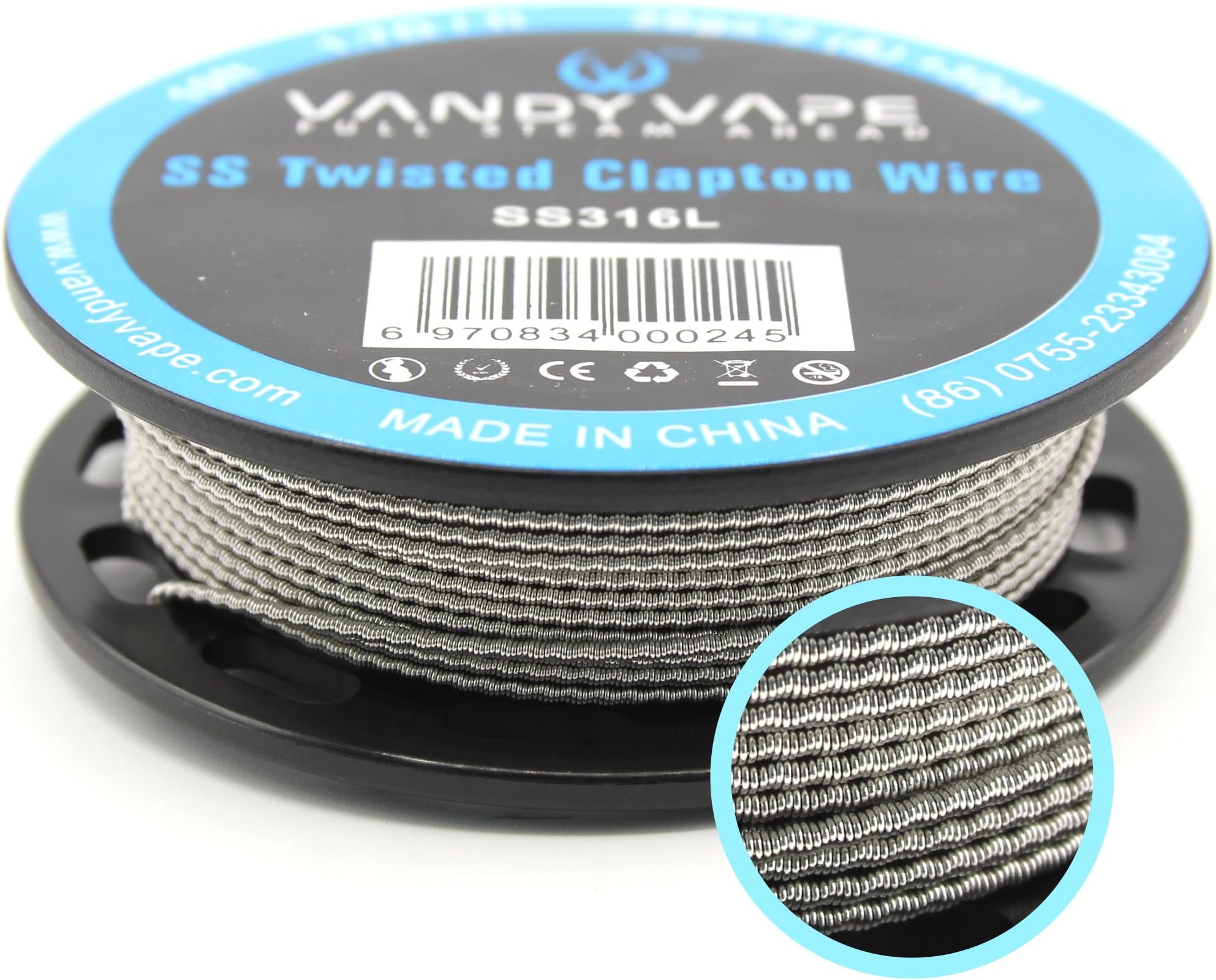 SS316L SS Twisted Clapton Wire 28ga*2(&)+30ga Wire VandyVape Vandy Vape