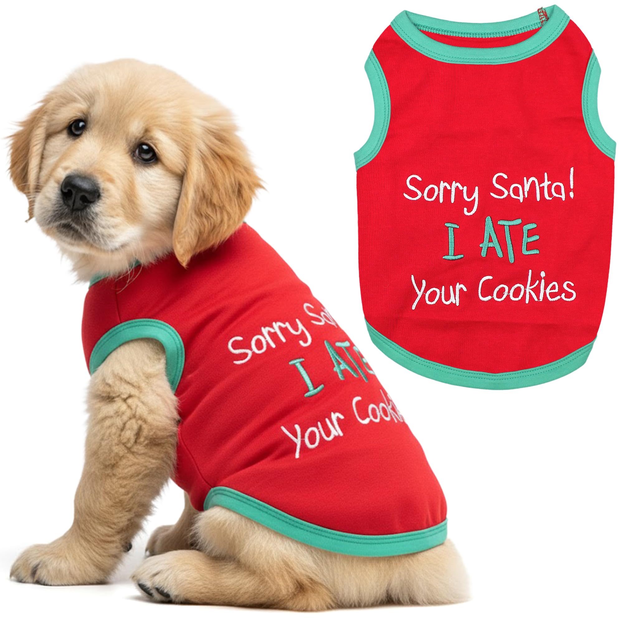 Parisian Pet Sorry Santa I Ate Your Cookies Dog T-Shirt, Small