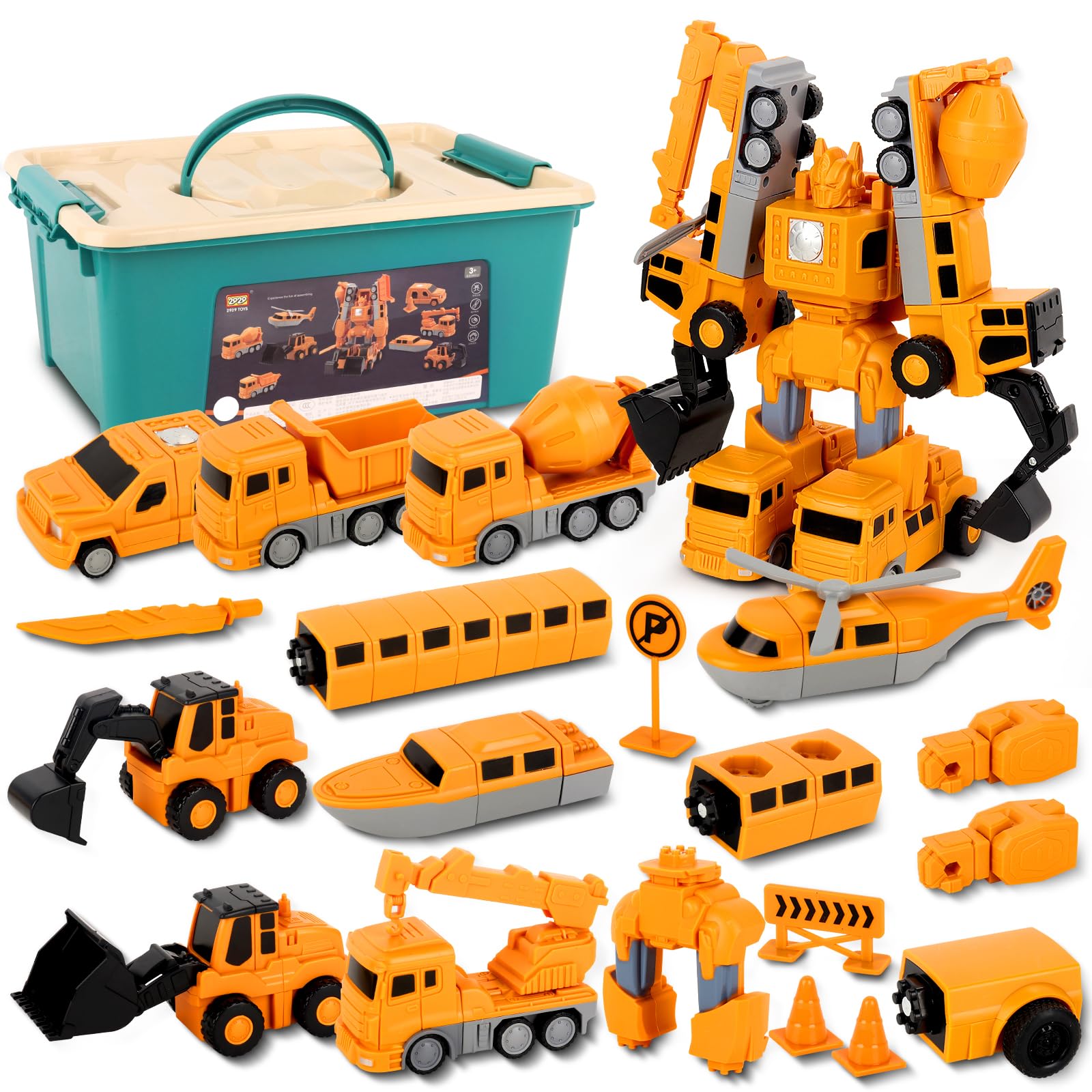 CLIUNT Constructo Modular Transforming Toy Set, 35pcs Magnetic Transformers Engineering Car Toys, Transformer Robot Car Toy, Transformer Magnetic Robot Toy Gifts for Boys Girls Kids Ages 3+