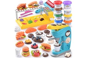 PLAY Kitchen Creation Cafe Play Dough Sets for Kids, Playdough Tools, Play Dough Coffee Maker Set, Toy Kitchen Playset Play Food, Arts and Crafts for Kids 4-6 3-5, 8 Cans of Modeling Compound