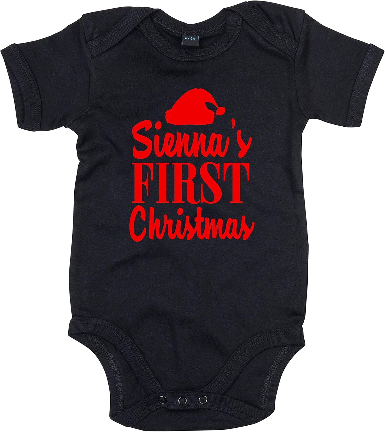 Custom Name First Christmas Baby Vest Santa Hat Babygrow Amazon.co.uk