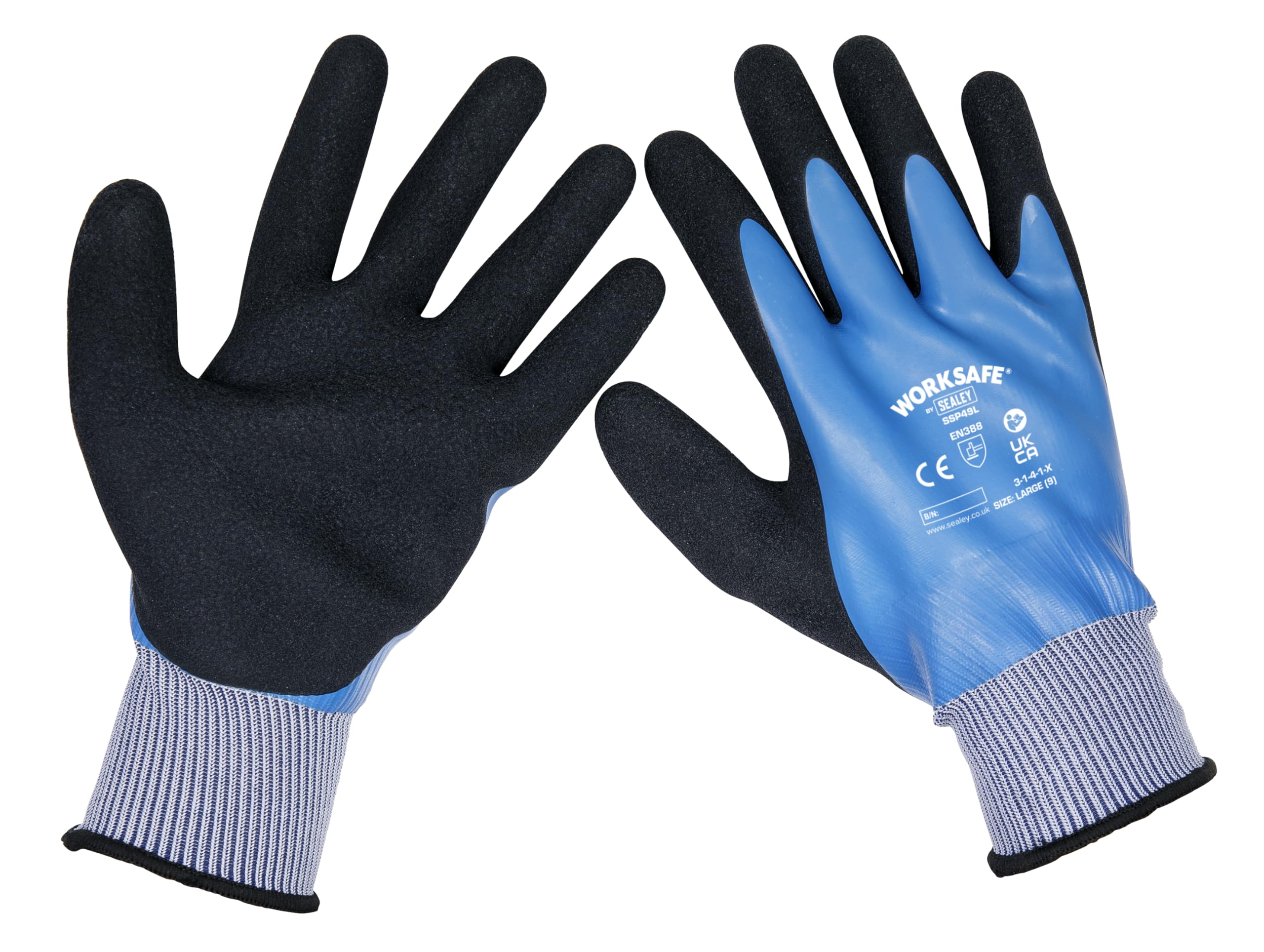 Sealey Waterproof Latex Gloves - (Large) - Pair - SSP49L