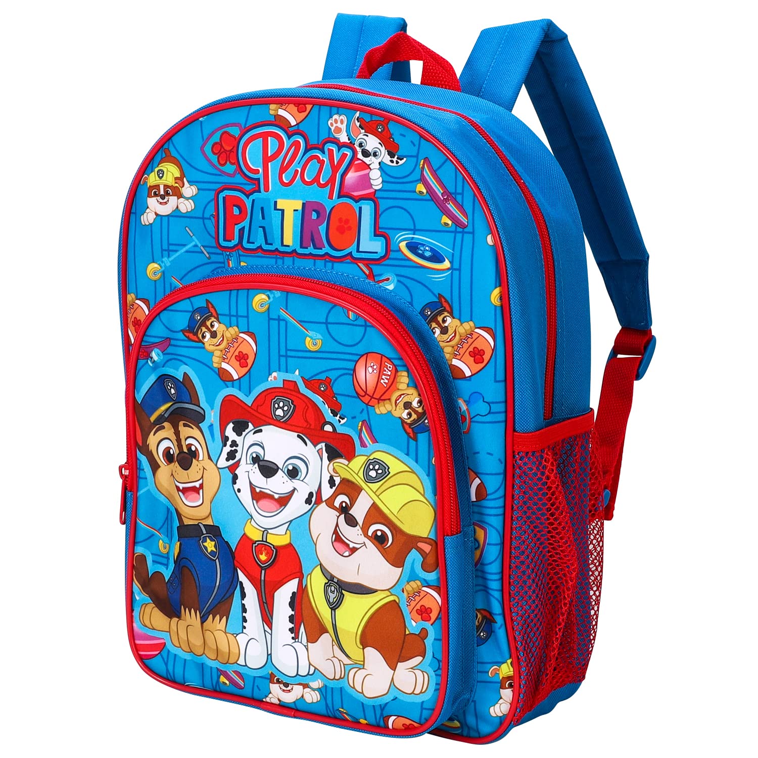 William Lamb Paw Patrol Kids Childrens Premium Backpack School Travel Bag with side mesh pocket and front zipped pocket, Multicolour, 36.7cm (height), 26cm (width), 13cm (depth) (02920)