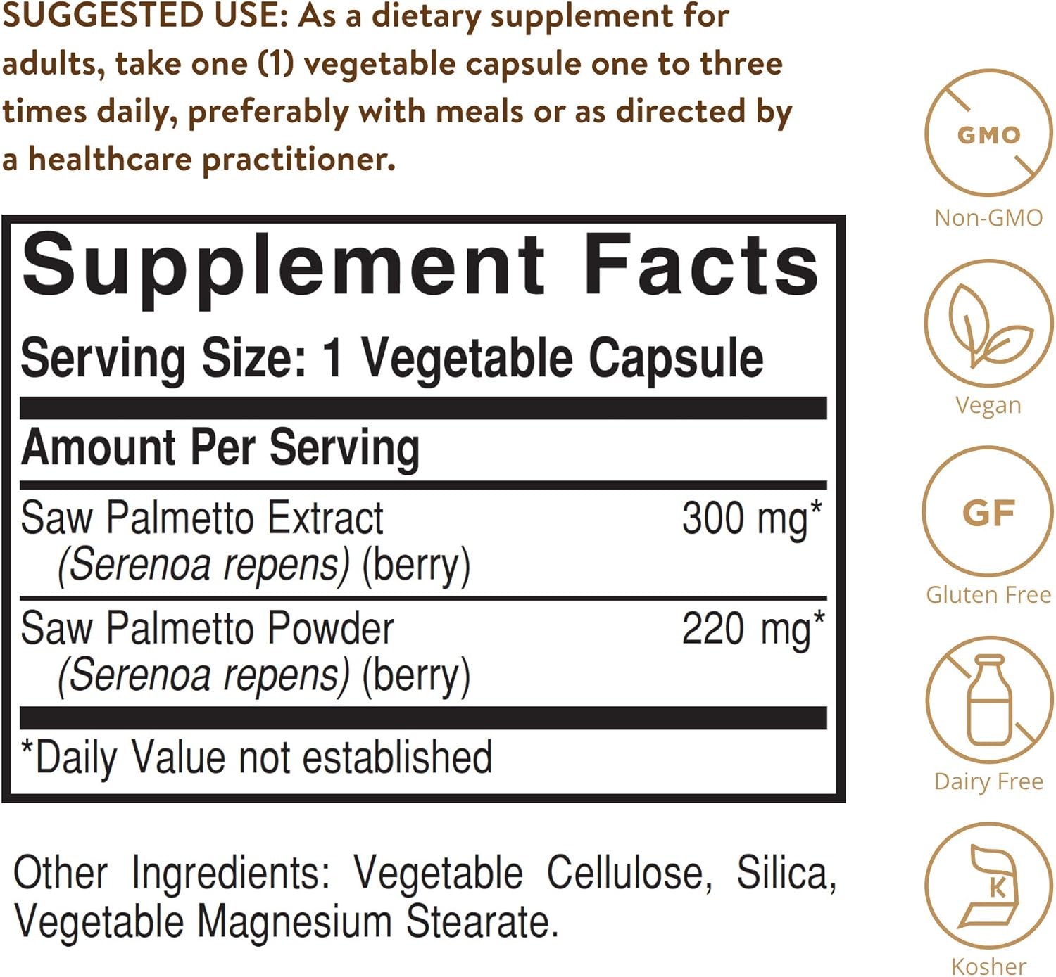 Solgar – Full Potency Saw Palmetto Berries, 100 Vegetable Capsules: Health & Personal Care