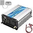 Power Inverter Pure Sine Wave 600Watt 12V DC to 110V 120V with Remote Control Dual AC Outlets and USB Port for RV Car Solar System Emergency