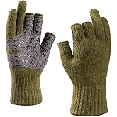 Riverruns Wool Fishing Gloves, 3-Cut Fingerless Winter Warm Gloves Men Women for Ice Fishing, Photography, Hunting & Hiking