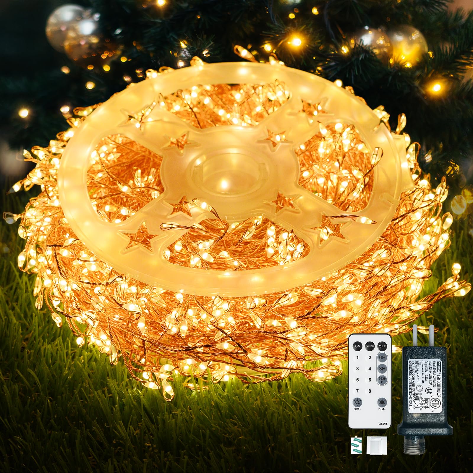 Dailyart Fairy Lights Plug in, 1000 Led Fairy Lights with Remote 75Ft Super Long Warm with Timer Small Twinkle Light Waterproof String Light for Bedroom Outdoor Indoor,Gold Wire Image