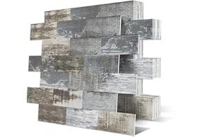 MOONFUN 10 Sheet Peel and Stick Backsplash PVC Wall Tile,11.4" x 11.6" Self Adhesive Tile Stick on Back Splash for Kitchen, Bathroom, Laundry Room, RV, Living Room Wall Decor(Retro Wood)