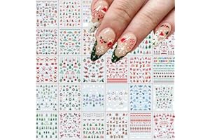 NAMREC 30 Sheets Christmas Nail Stickers 3D Self Adhesive Red Santa Claus Nail Decal for Nail Art Green Christmas Tree Nail Art Stickers Christmas Nail Art Supplies for Women Girls DIY Manicure Decorations