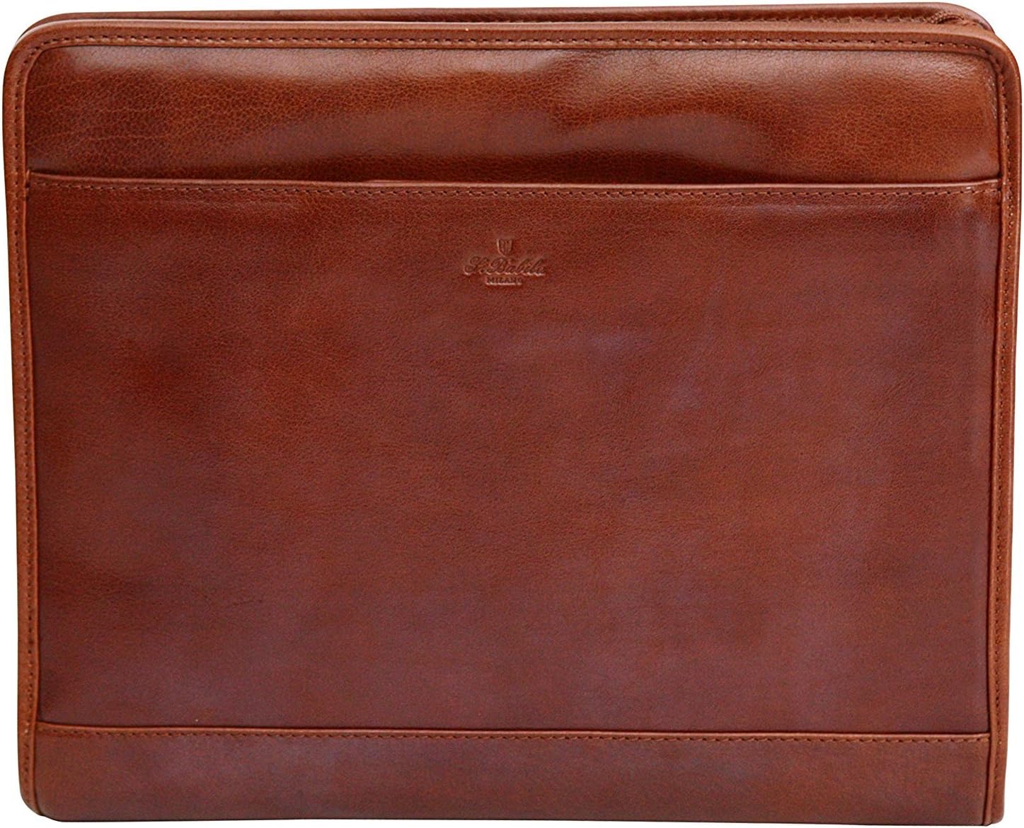 S Babila Top Grain Leather Conference Folder - Ring Binger and Retractable Handle - Cognac - Image 5