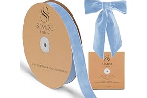 SIMISI RIBBON Blue Velvet Ribbon 1'' 25 Yards for Christmas Tree, Gift Wrapping, Flower Bouquet, Wreath Decorations, Bow Making