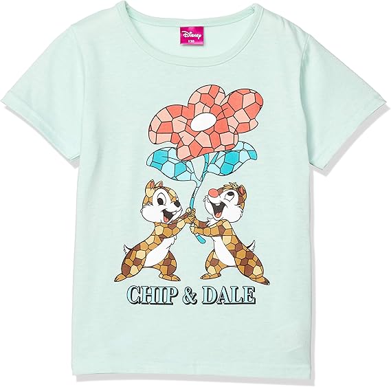 Amazon ディズニー チップ デール 半袖 Tシャツ 女の子 ステンドグラス風アート Tops サックス 日本 150 日本サイズ130 相当 Tシャツ カットソー 通販
