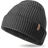 OUTDOOR SHAPING Merino Wool Beanie for Men & Women, Unisex Daily Cuffed Plain Knit Hat, Soft Warm Winter Hat
