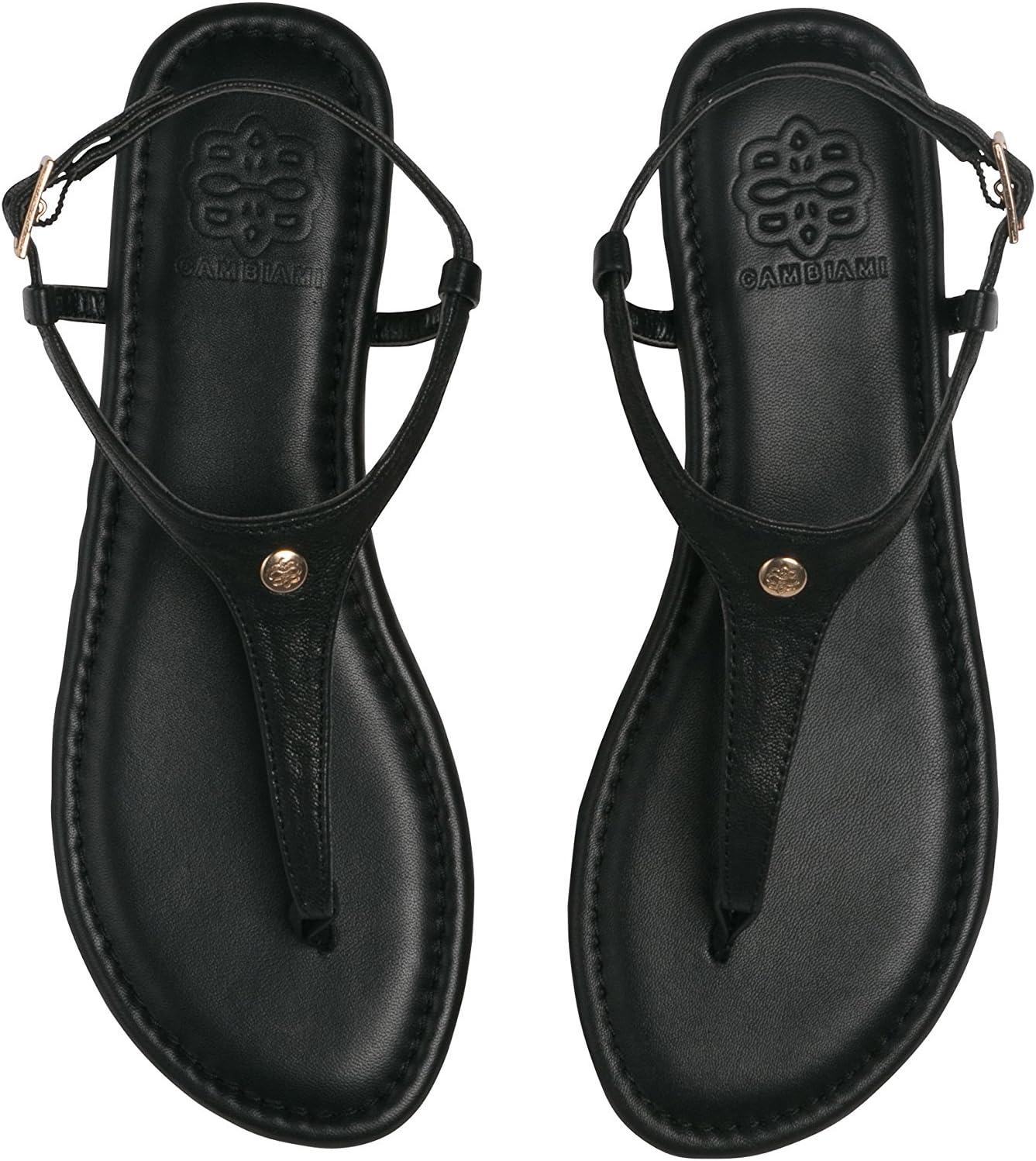 CAMBIAMI Black Leather Base with Black Leather StrapsBlack 7 Womens