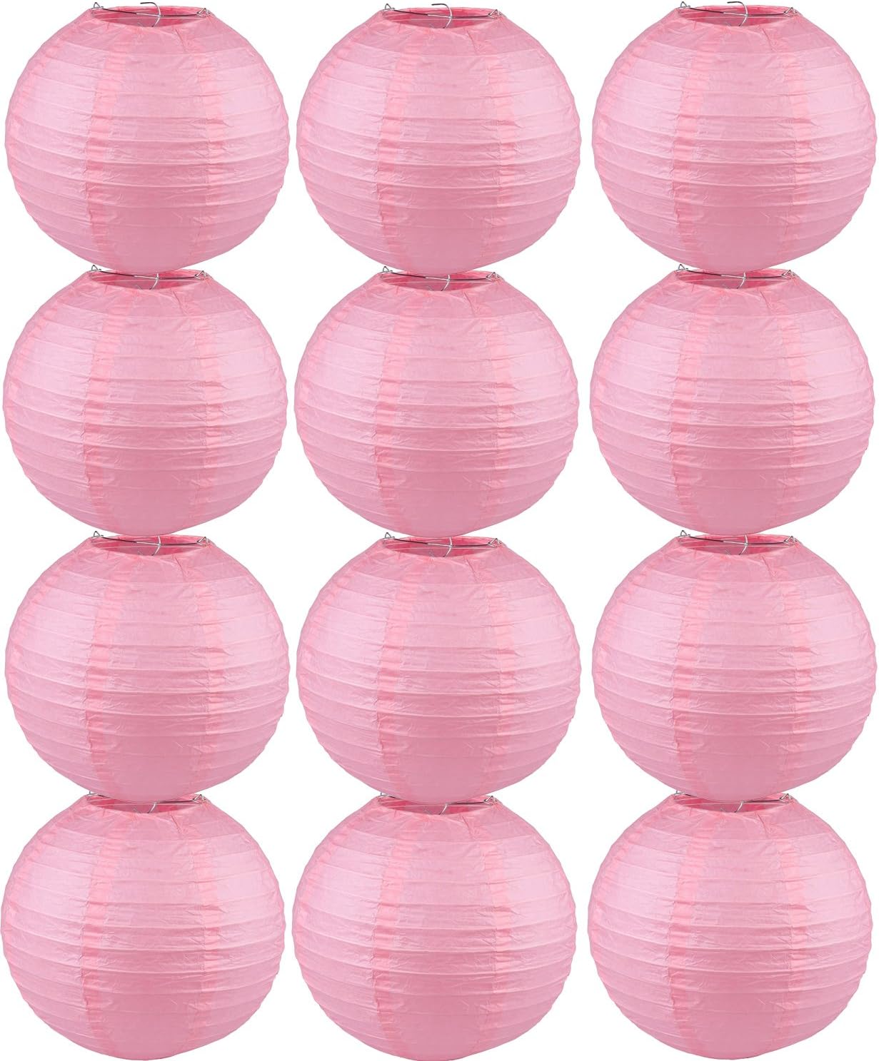 Tmade 12 PCS 10" Pink Paper Lanterns for Birthday Baby Shower Wedding Party Garden Home Decoration
