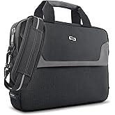 Solo New York Briefcase - Laptop Carrying Bag for Women & Men, Brief for Travel & Work, Full Length Front Pocket, Adjustable Shoulder Strap, Fits 14" Computer - Flatiron Slim, Black