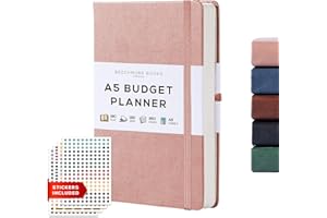 BEECHMORE BOOKS Budget Planner - Undated Monthly Budget Book Financial Planner, Expense Tracker and Savings Tracker with Bill Organizer to Manage Your Finances, Hardcover A5, Gifts Box Included (Rose Wood)