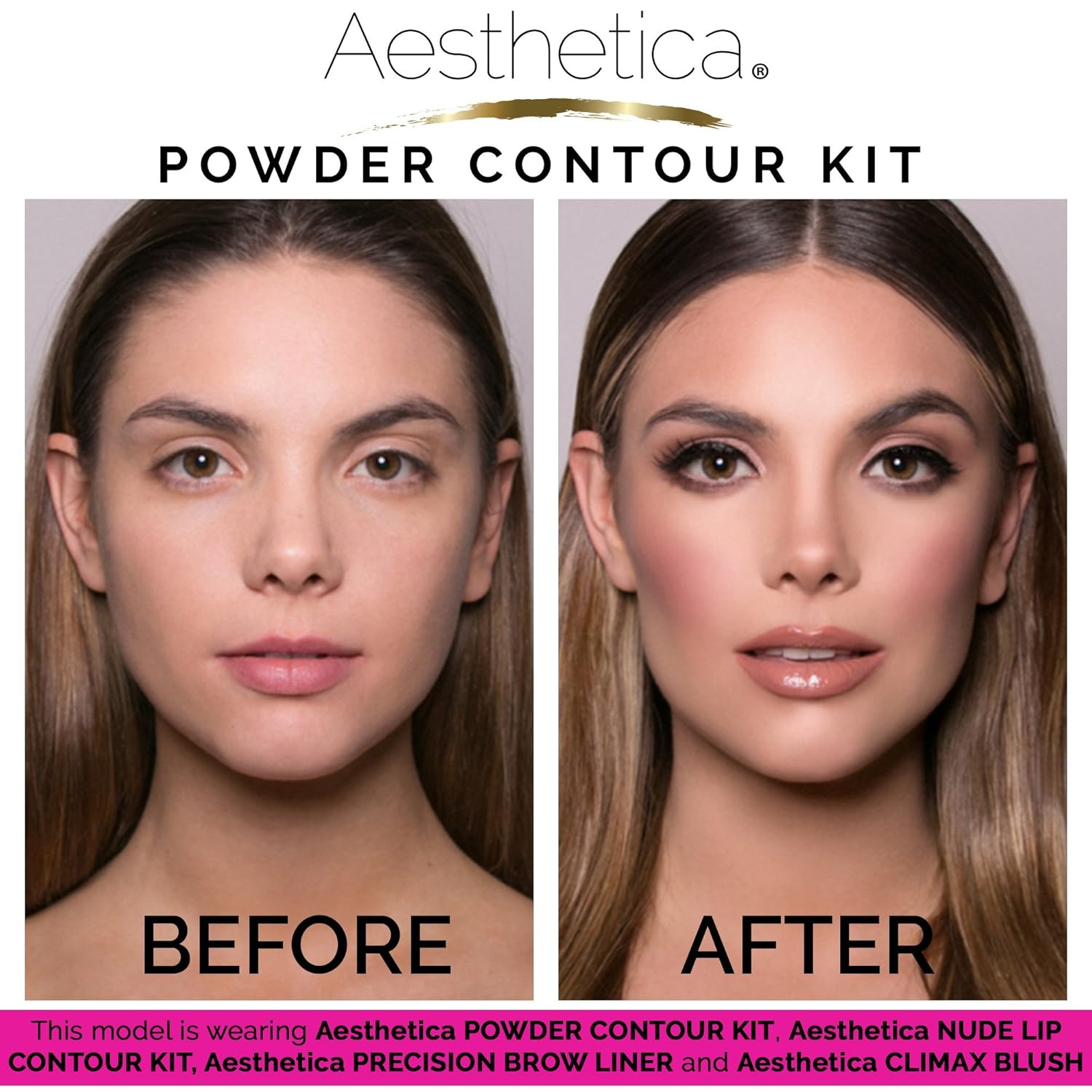 Aesthetica Cosmetics Contour and Highlighting Powder Foundation Palette/Contouring Makeup Kit; Easy-to-Follow, Step-by-Step Instructions Included : Beauty