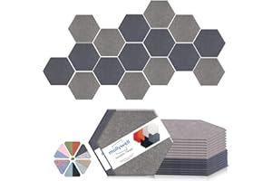 Hexagon Acoustic Panels, High Density, Sound Proofing, Decorative Noise Reduction Felt Wall Tiles for Ceilings, Home Office &