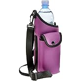 Smooth Trip AquaPockets Neoprene Water Bottle Holder with Strap - Neoprene Sling Bag with Water Bottle Holder, Phone Pouch and Adjustable Strap for Walking and Hiking - Fits up to 32 oz. Bottles