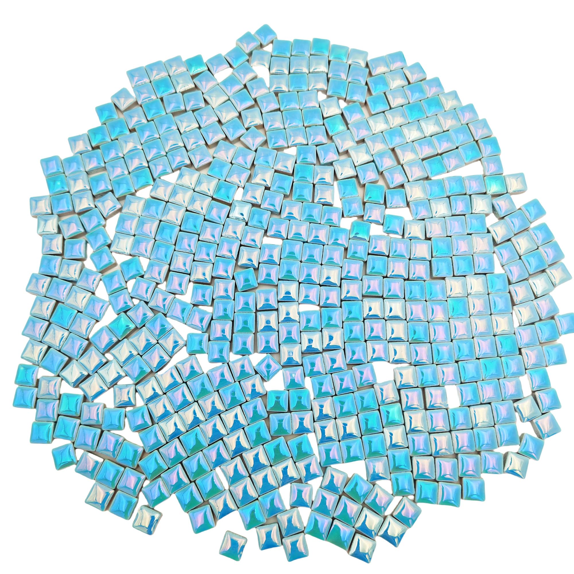 500g Square Ceramic Mosaic Tiles, 500PCS 1 * 1CM Handmade Making Creative Micro Mosaic Pieces for Lovers DIY Mosaic Projects and Home Decorations (Iridescent Sky Blue)