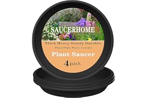 SAUCERHOME 4 Packs Plant Saucer Pot Tray 6 8 10 12 14 16 19 20 Inch Plastic Flower Planter Saucers and Drip Trays for Indoors Outdoors, Heavy Durable Plant Plate Water Catcher (16 Inch Black)